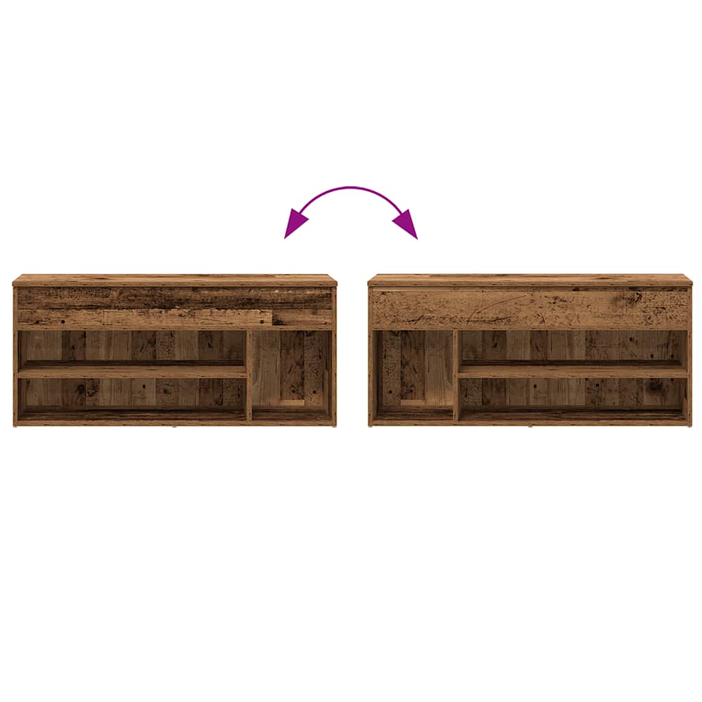 Klupa za cipele boja staro drvo 102x30,5x45cm konstruirano drvo