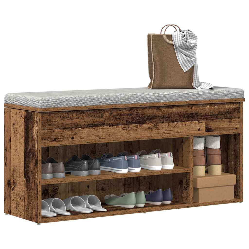 Klupa za cipele boja staro drvo 102x30,5x45cm konstruirano drvo