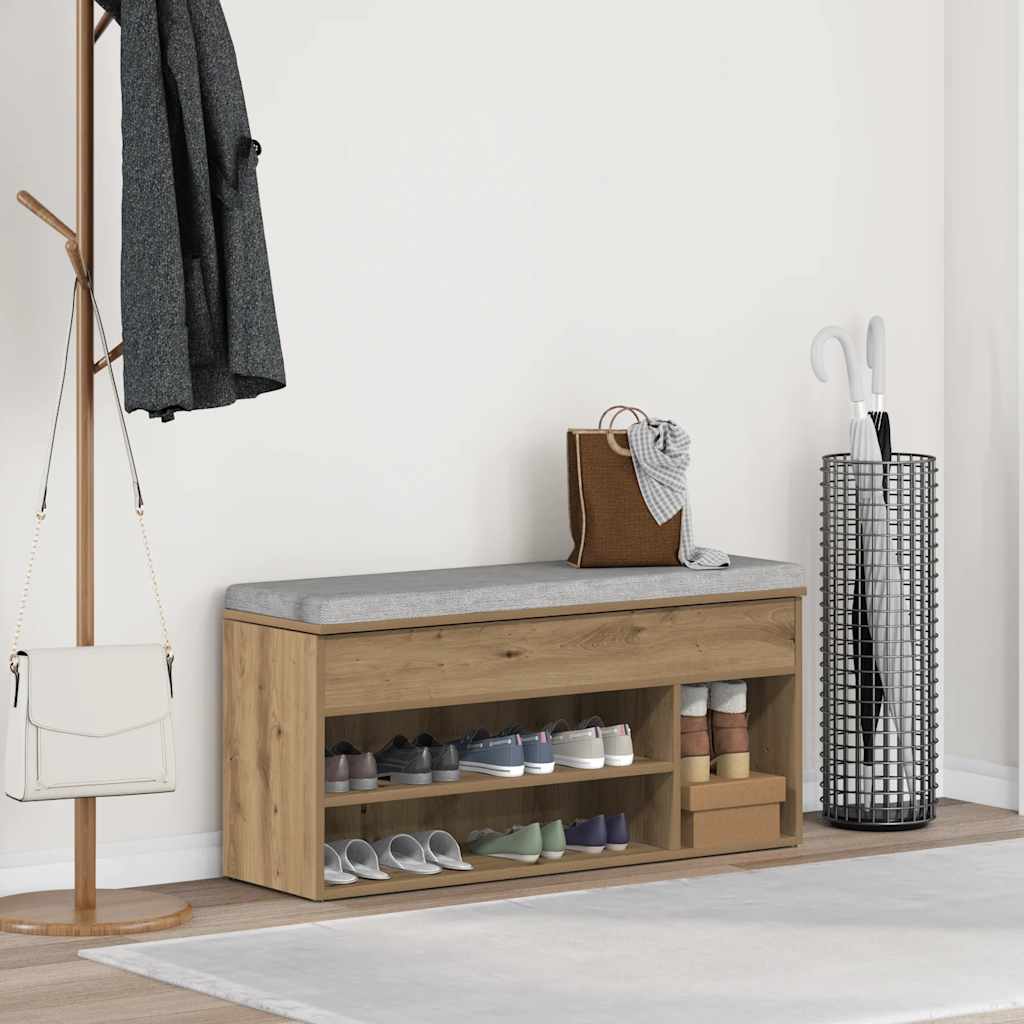 Klupa za cipele boja hrasta 102x30,5x45 cm konstruirano drvo