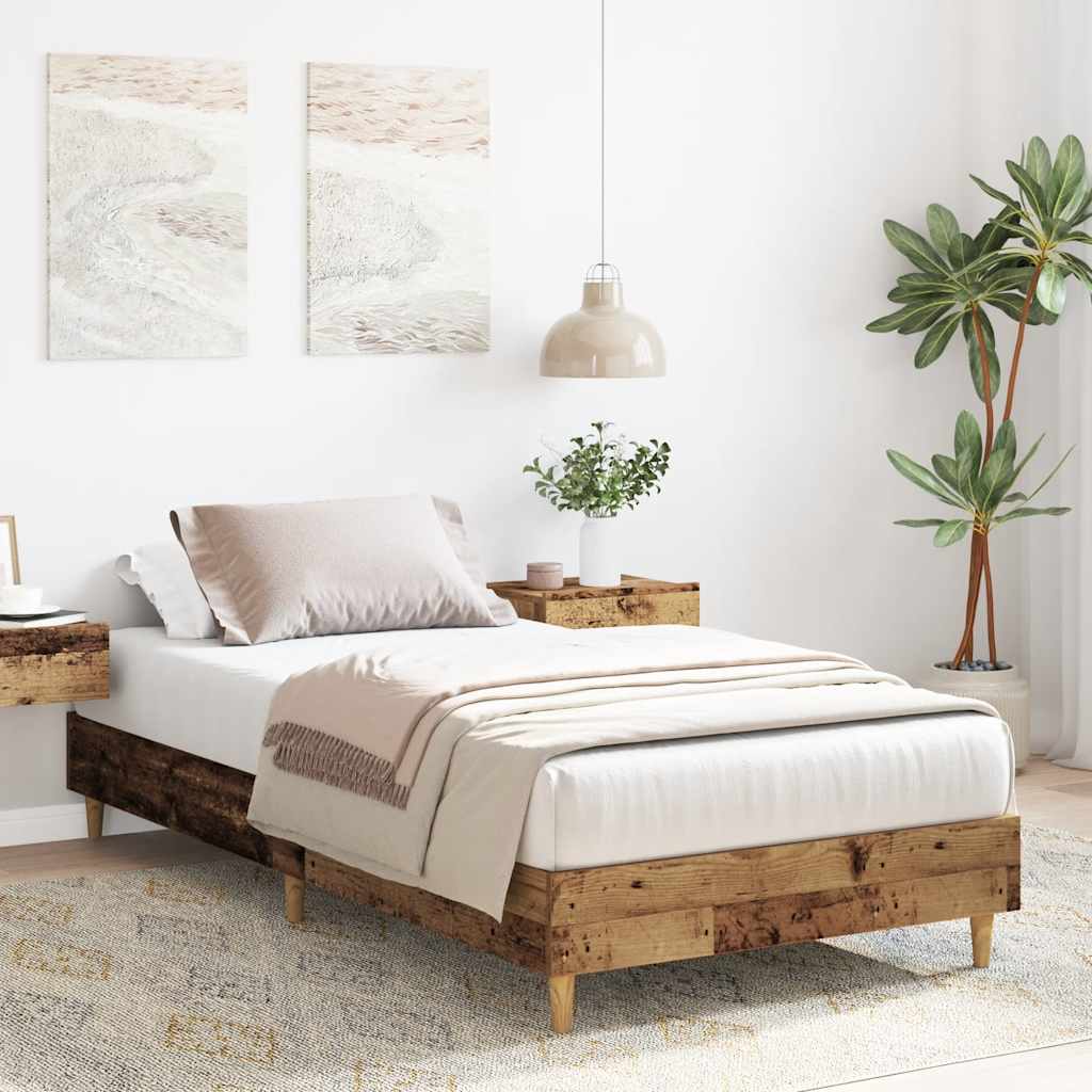 Okvir kreveta bez madraca staro drvo 75x190cm konstruirano drvo