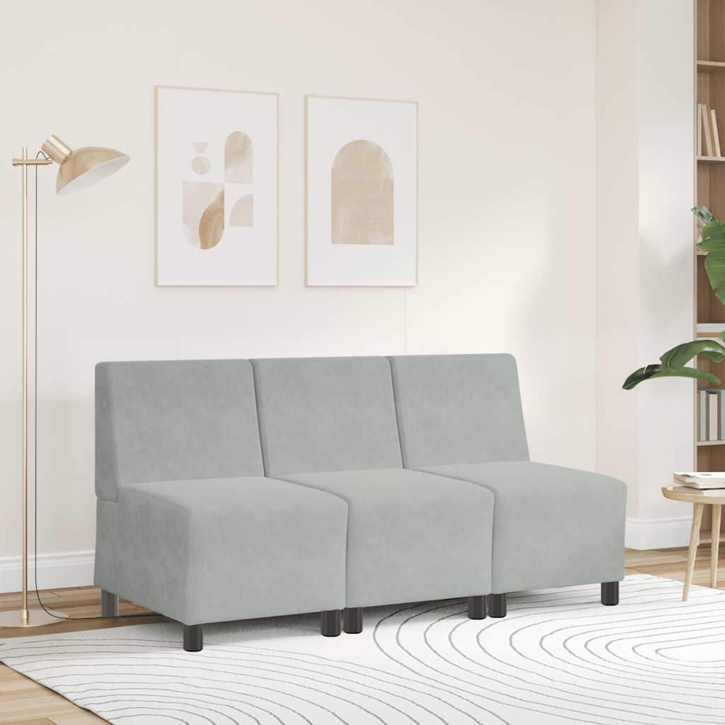 Modularna sofa bez naslona za ruke svijetlosiva 55 cm baršunasta
