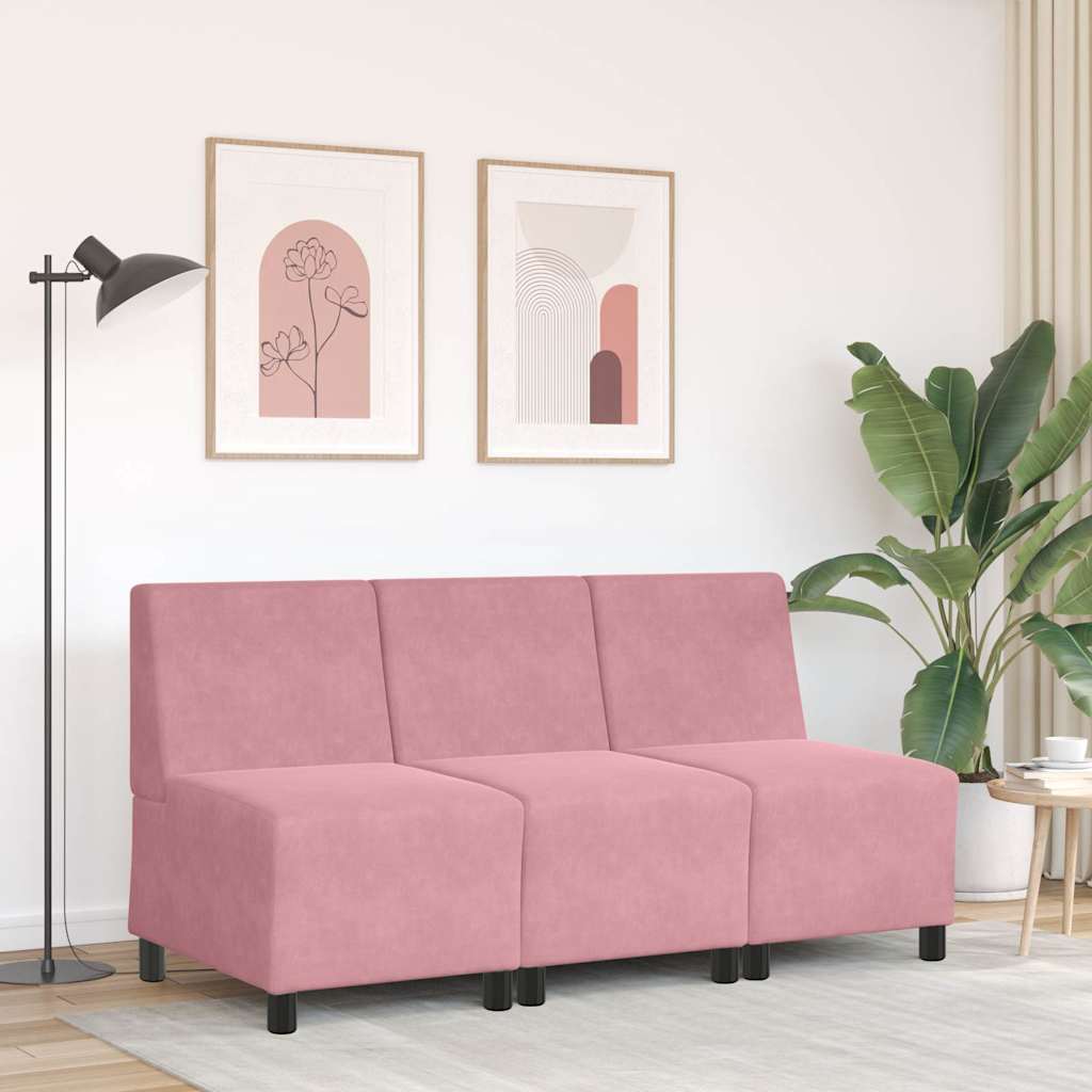 Modularna sofa bez naslona za ruke, ružičasta, 55 cm, baršun