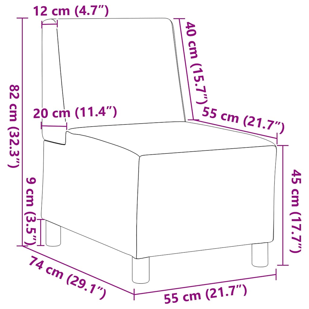 Modularna sofa bez naslona za ruke, ružičasta, 55 cm, baršun