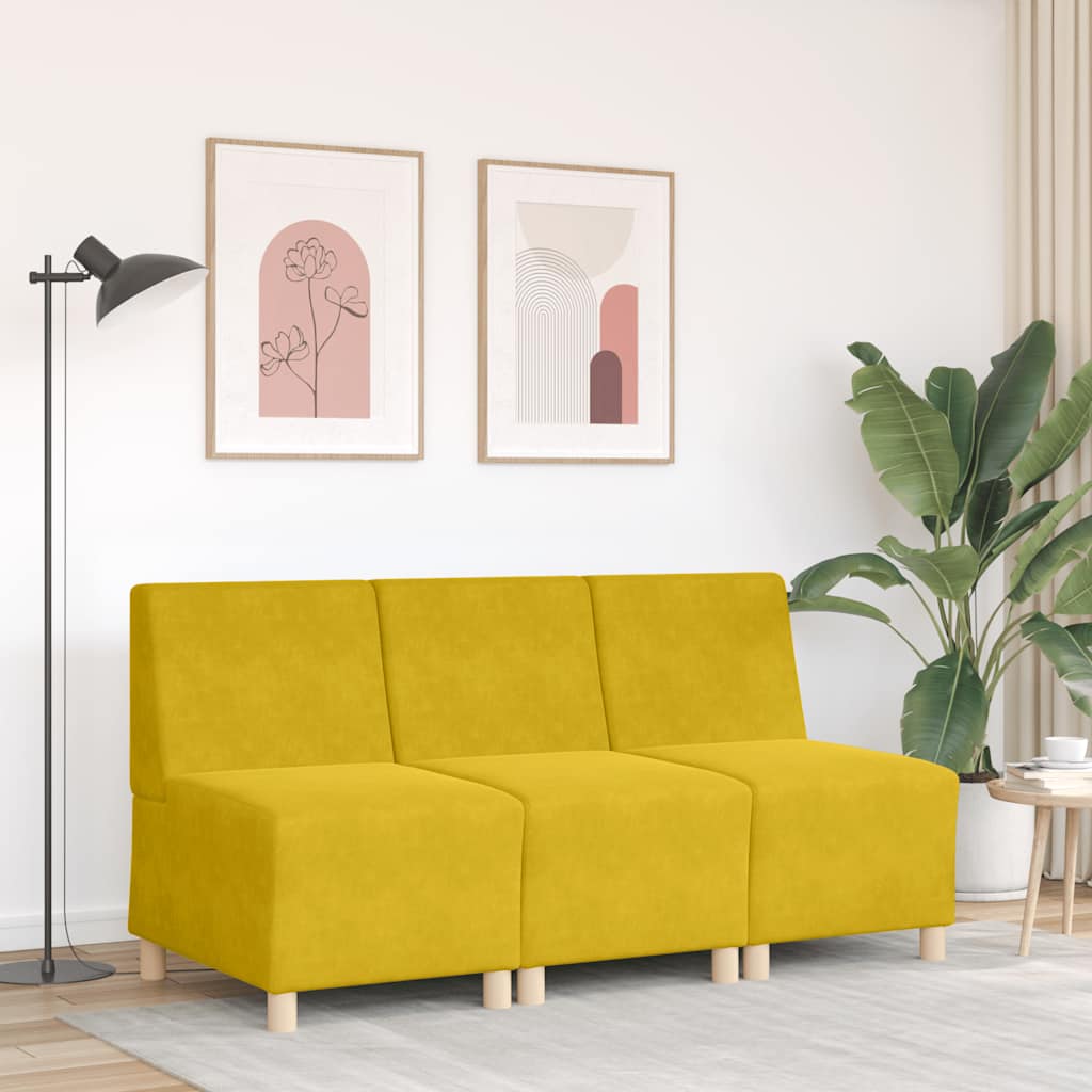 Modularna sofa bez naslona za ruke, žuta, 55 cm, baršun