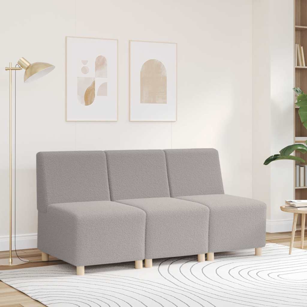 Modularna sofa bez naslona za ruke svijetlosiva 55 cm kovrčava tkanina imitacija vune