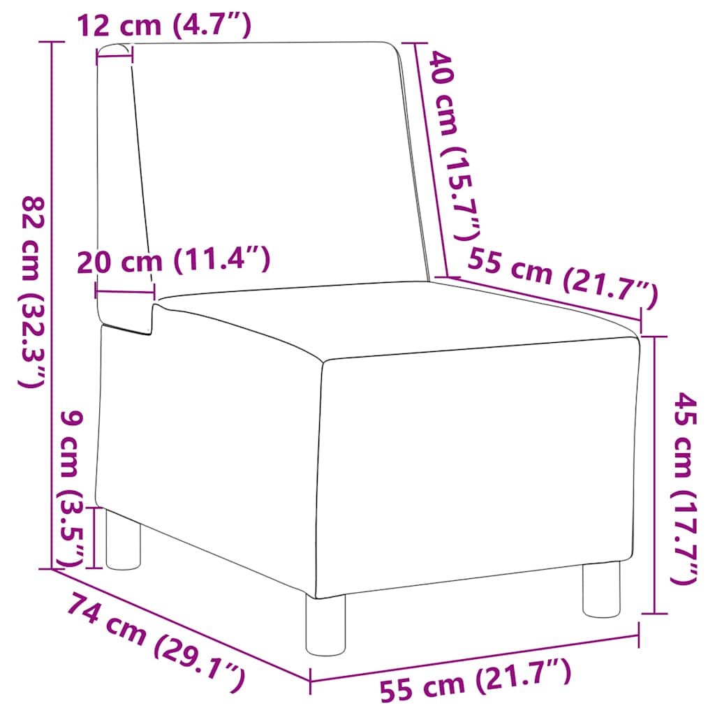 Modularna sofa bez naslona za ruke tamno siva 55 cm umjetna koža