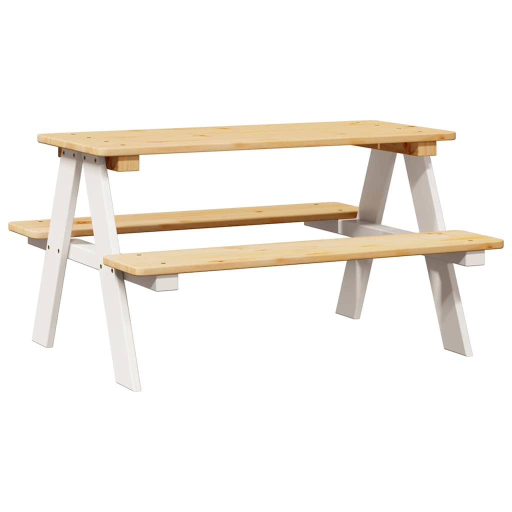 Dječji stol s klupama IRUN bijeli 90x79,5x50cm puno drvo