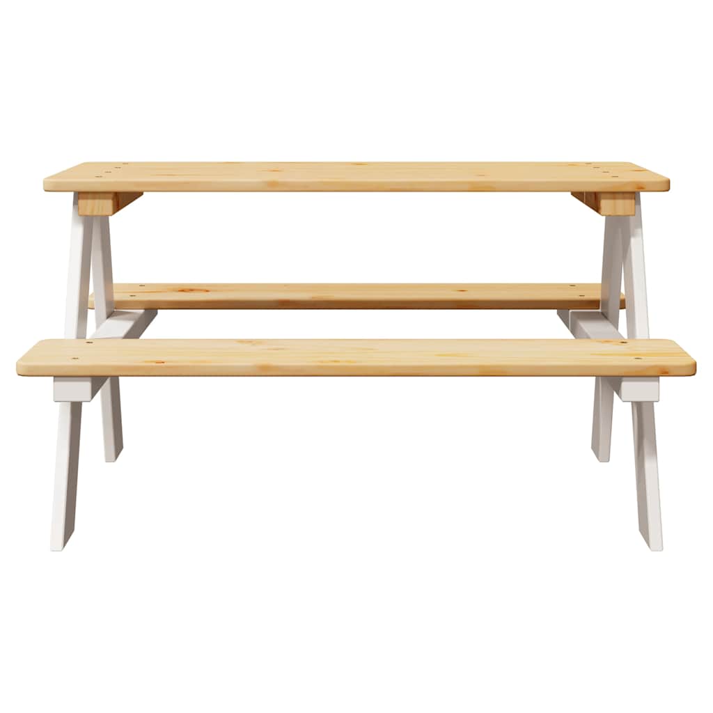 Dječji stol s klupama IRUN bijeli 90x79,5x50cm puno drvo
