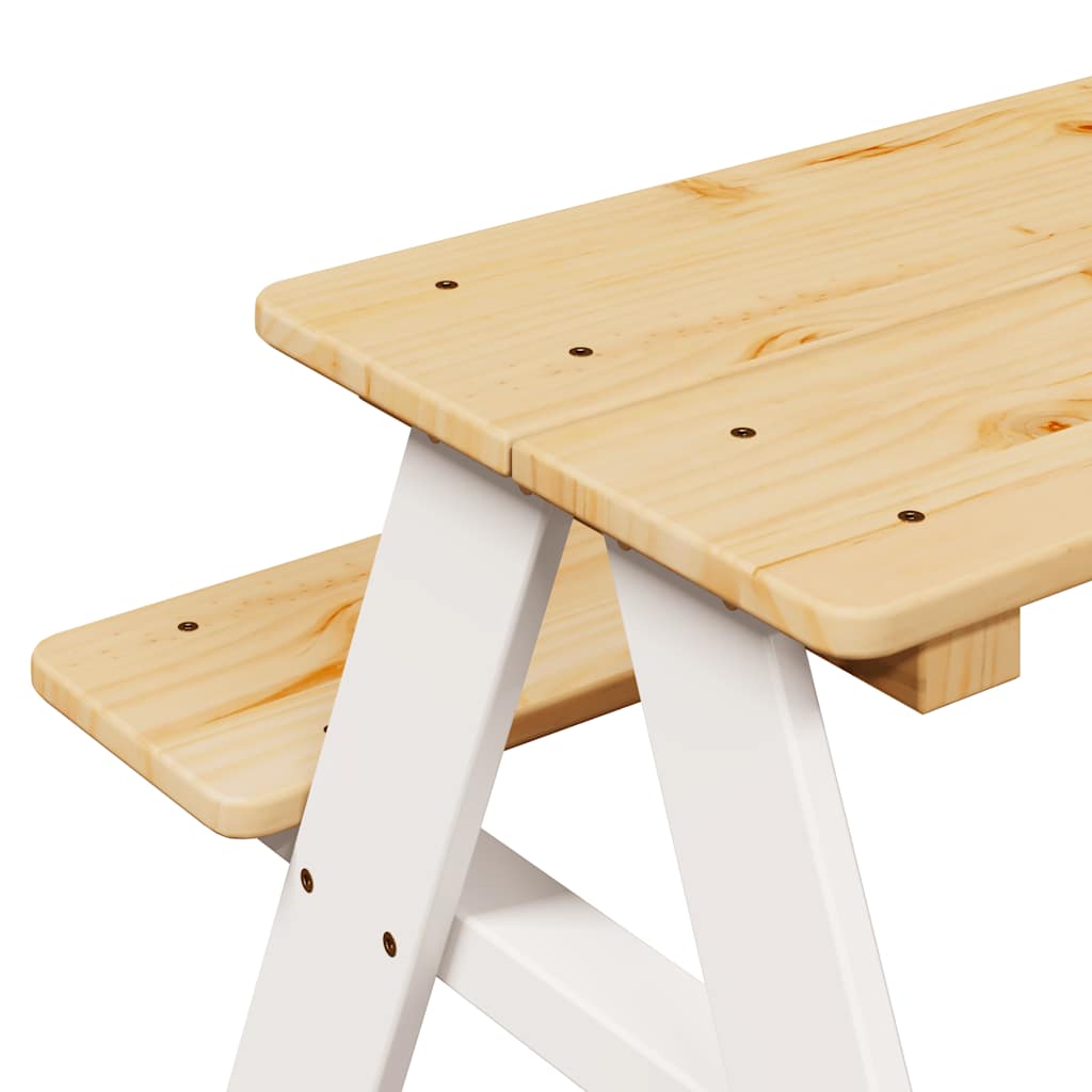 Dječji stol s klupama IRUN bijeli 90x79,5x50cm puno drvo
