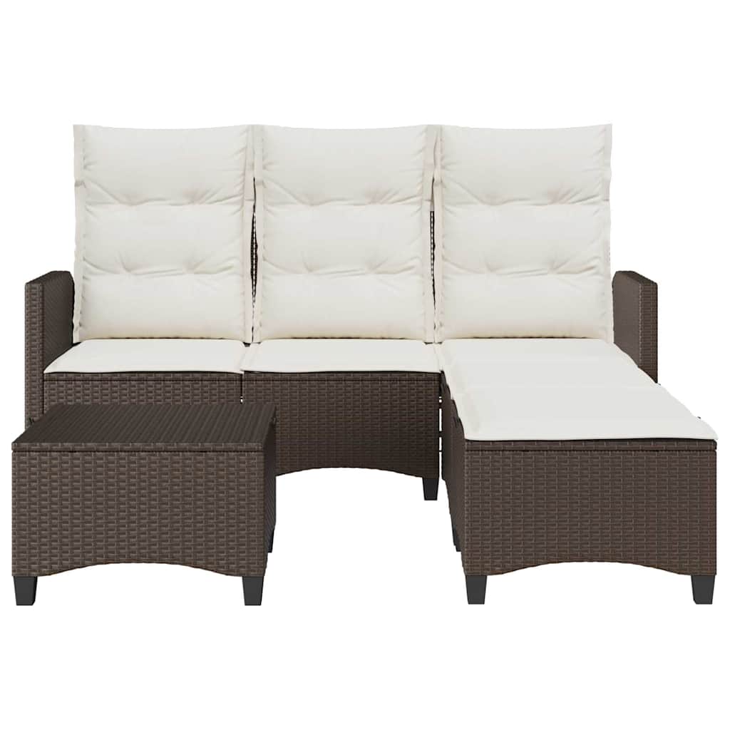 3-dijelni set vrtnih sofa s jastucima smeđi od poliratana L