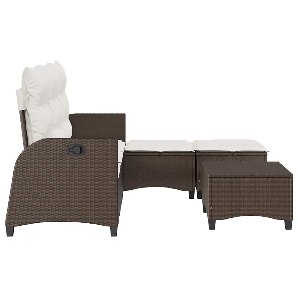 3-dijelni set vrtnih sofa s jastucima smeđi od poliratana L