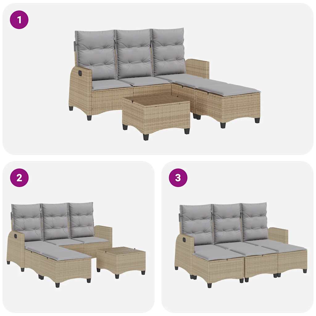 3-dijelni set vrtnih sofa od poliratana s jastucima bež L