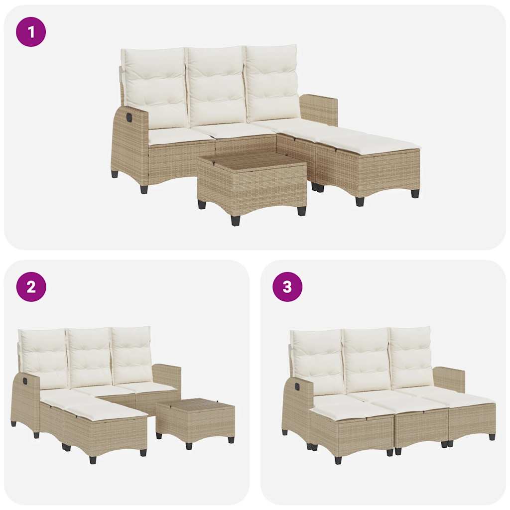 3-dijelni set vrtnih sofa od poliratana s jastucima bež L