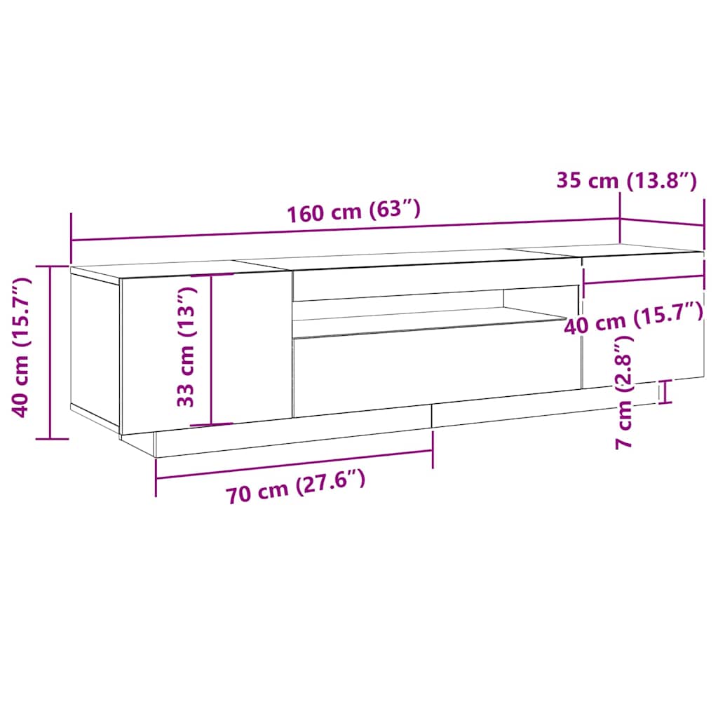 TV ormar Crna 160 x 35 x 40 cm Konstruirano drvo