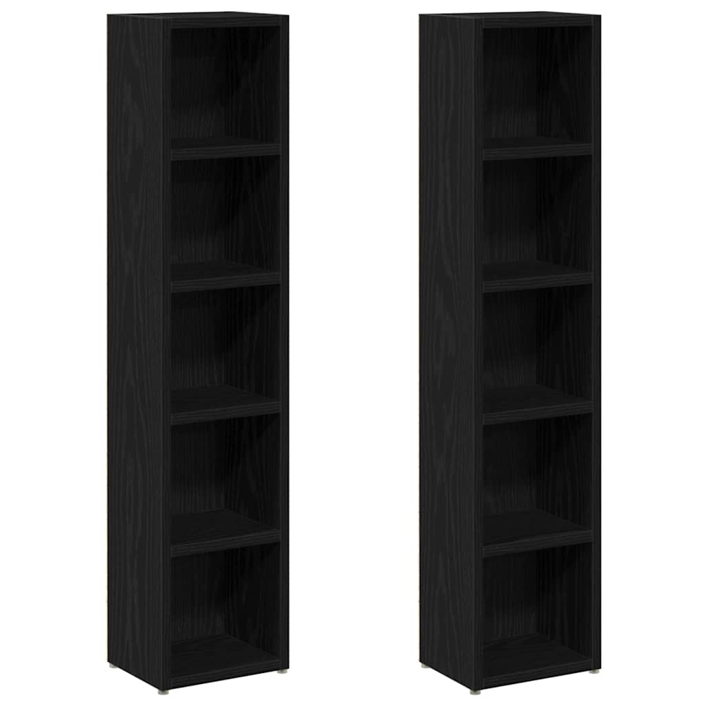 CD ormarići 2 kom crni hrast 21x16x93,5 cm konstruirano drvo