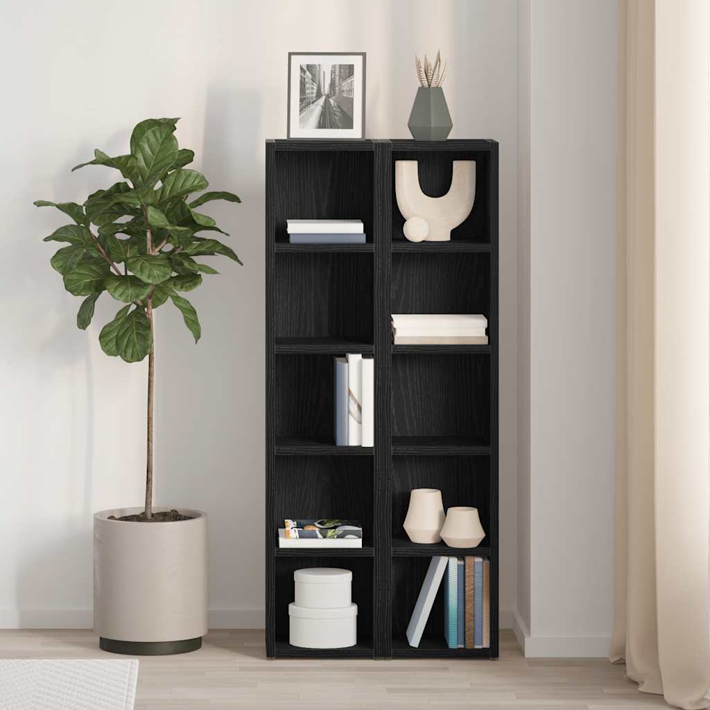 CD ormarići 2 kom crni hrast 21x16x93,5 cm konstruirano drvo