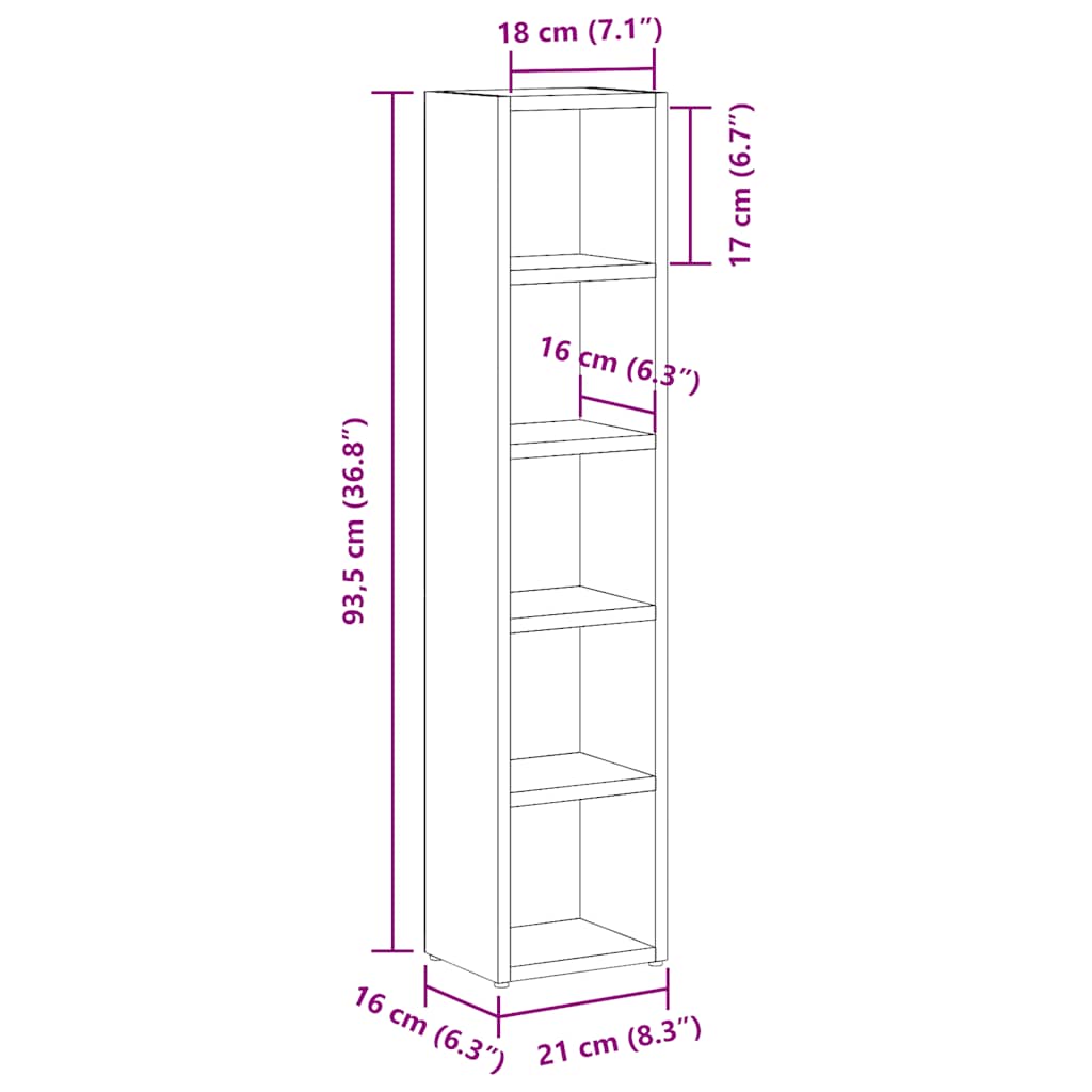 CD ormarići 2 kom crni hrast 21x16x93,5 cm konstruirano drvo
