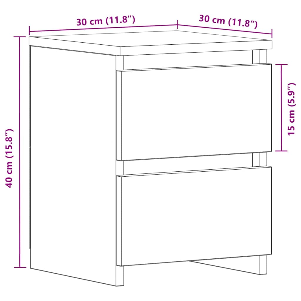 Noćni ormar Crni hrast 30 x 30 x 40 cm Konstruirano drvo