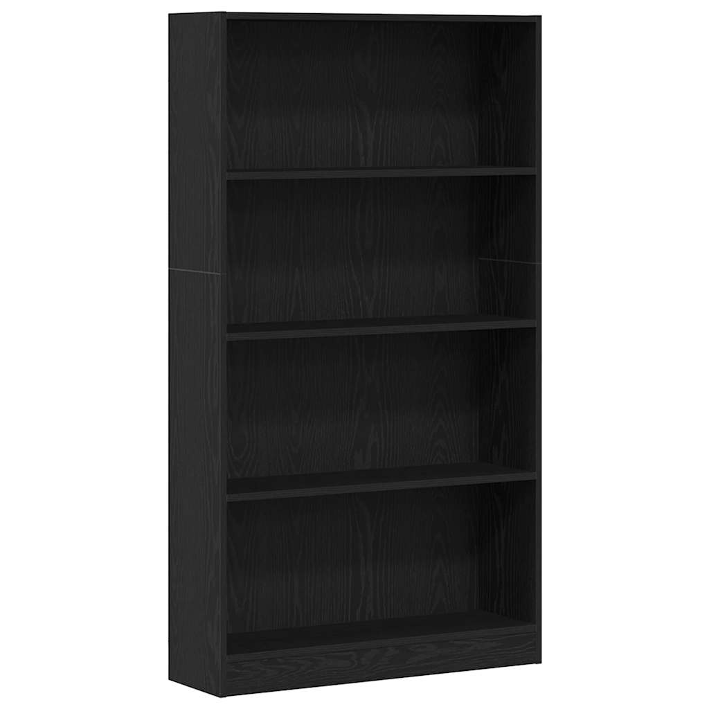Polica za knjige s 4 etaže crni hrast 80x24x143 cm inženjerski drvo
