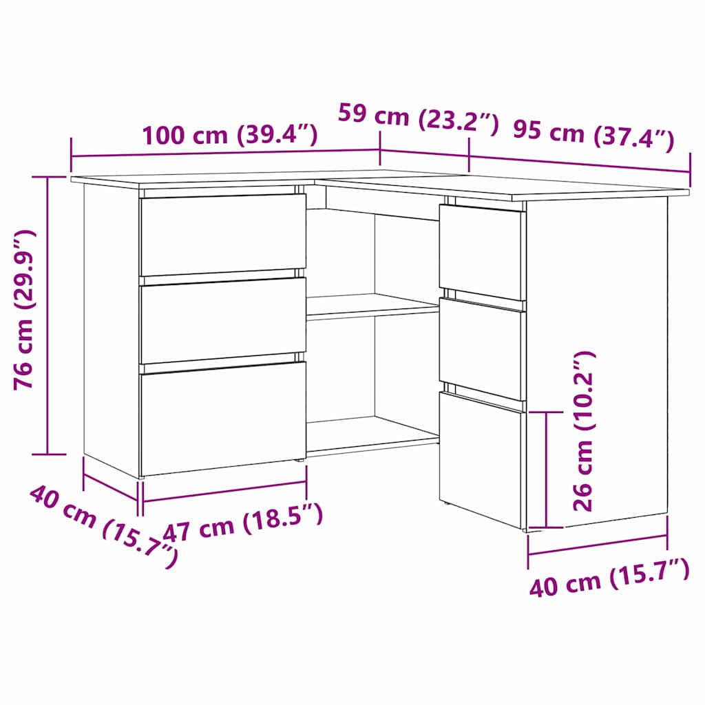 Stol s ladicama Crni hrast 145 x 100 x 76 cm Konstruirano drvo