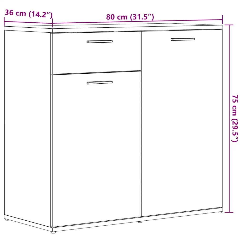Komoda crni hrast 80x36x75 cm Inženirsko drvo