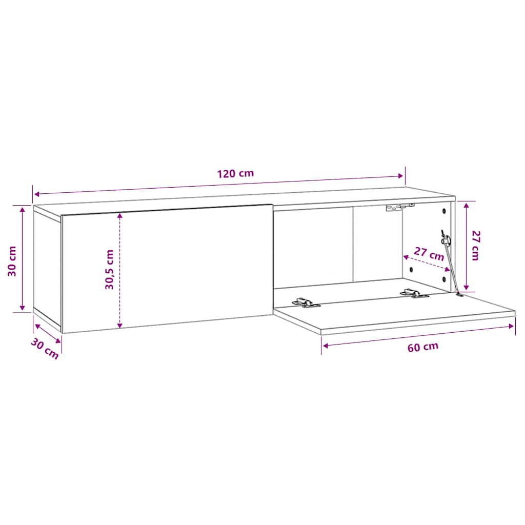 TV ormarić crni hrast 120x30x30,5 cm konstruirano drvo