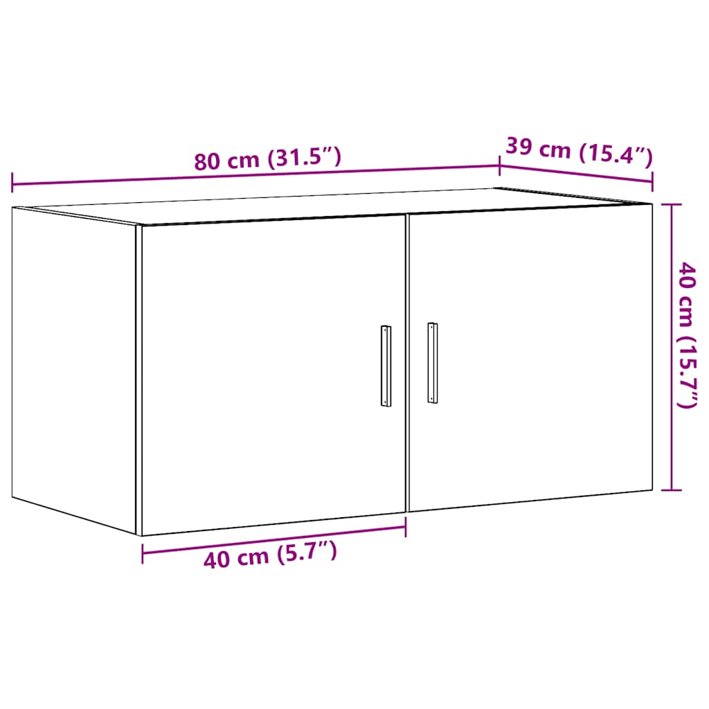 Zidni ormar crni hrast 80x39x40 cm konstruirano drvo