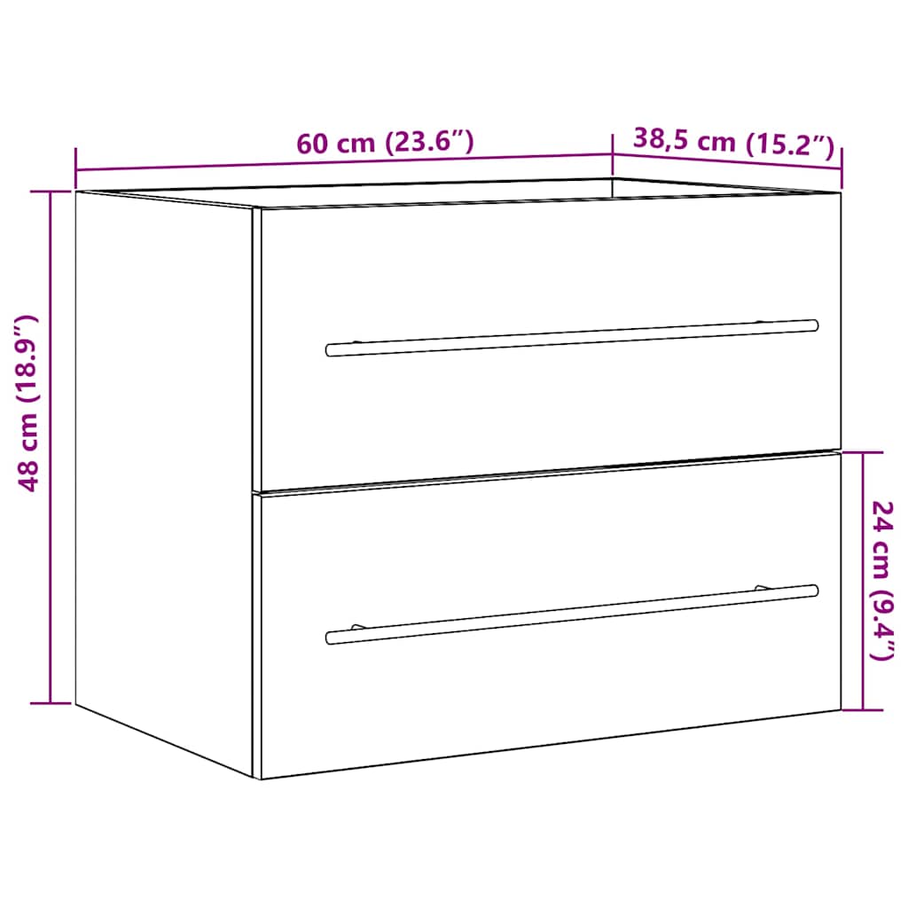 Ormarić za umivaonik u kupaonici crni hrast 60x38,5x48 cm inženjerski drvo