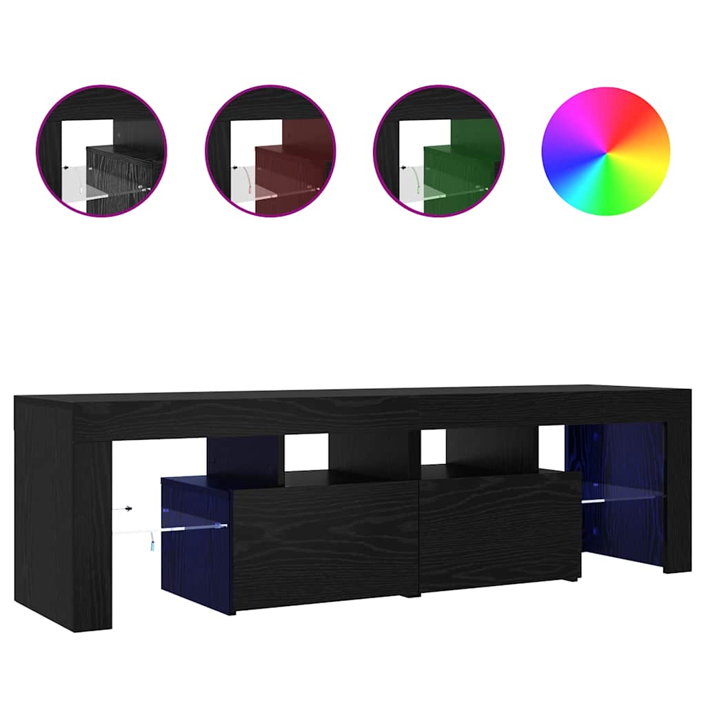 TV ormarić s LED svjetlima crni hrast 140x36,5x40 cm inženjerski drvo