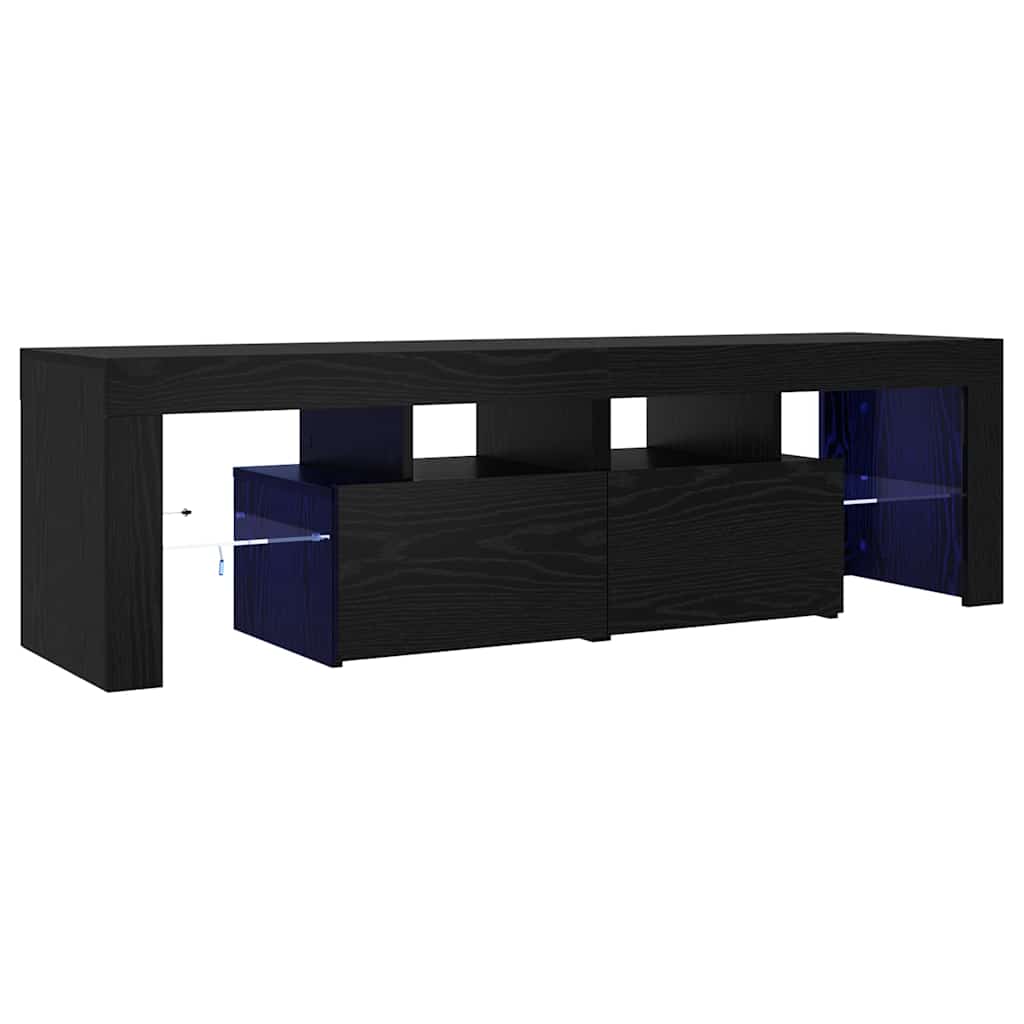 TV ormarić s LED svjetlima crni hrast 140x36,5x40 cm inženjerski drvo