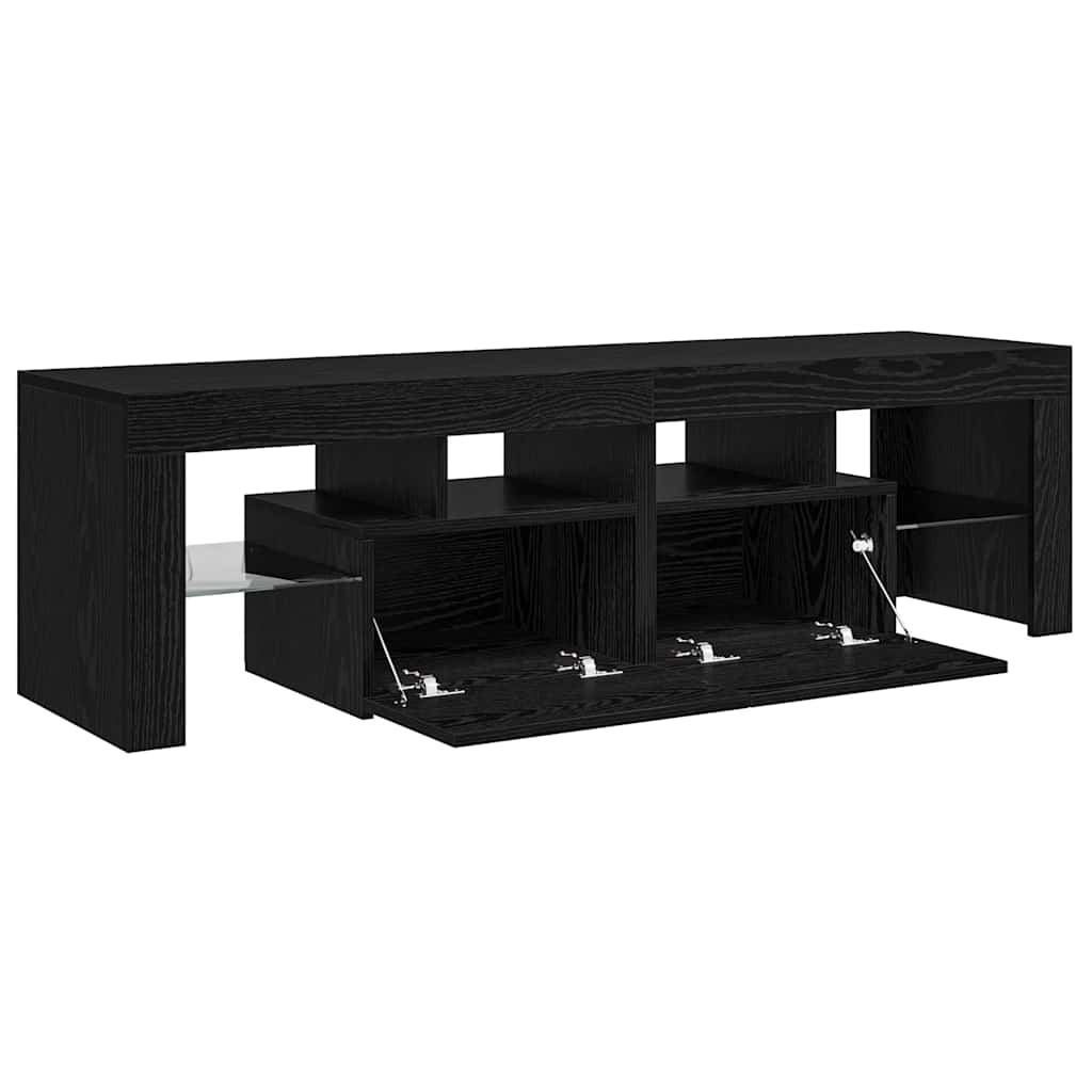 TV ormarić s LED svjetlima crni hrast 140x36,5x40 cm inženjerski drvo