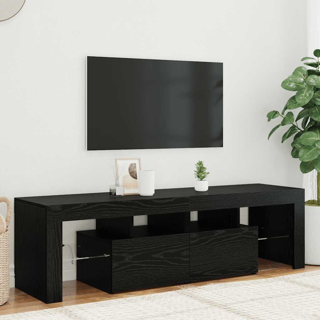 TV ormarić s LED svjetlima crni hrast 140x36,5x40 cm inženjerski drvo