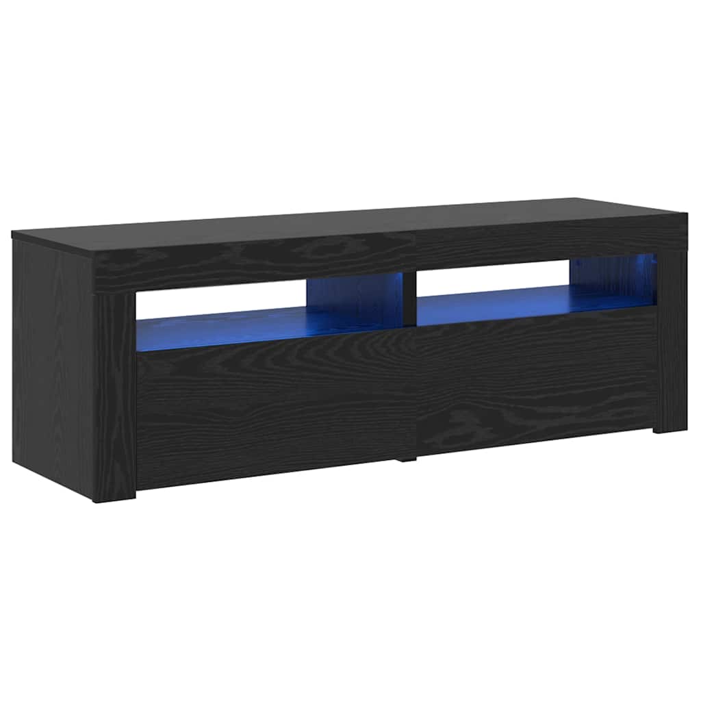 TV ormarić s LED svjetlima crni hrast 120x35x40 cm inženjerski drvo