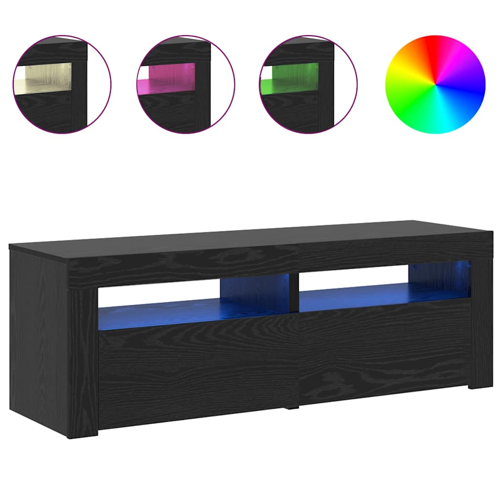 TV ormarić s LED svjetlima crni hrast 120x35x40 cm inženjerski drvo