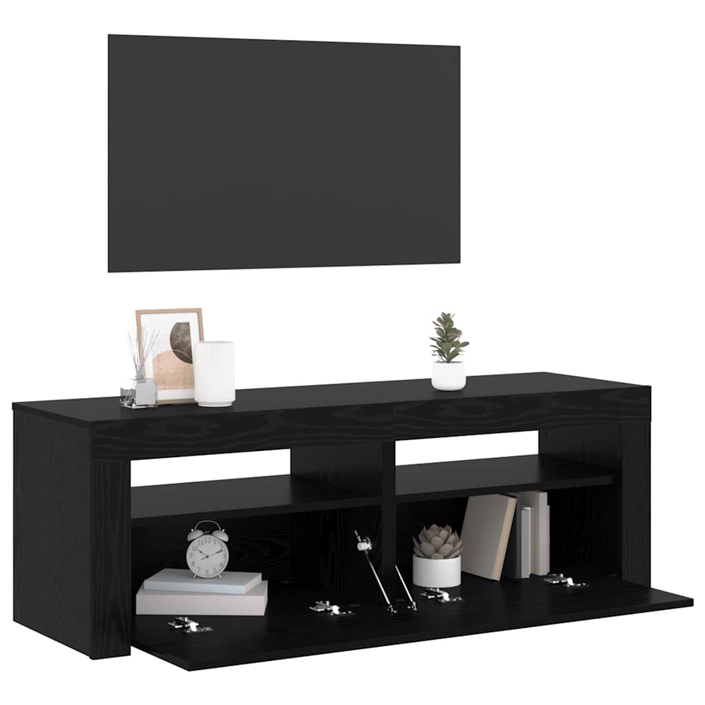 TV ormarić s LED svjetlima crni hrast 120x35x40 cm inženjerski drvo
