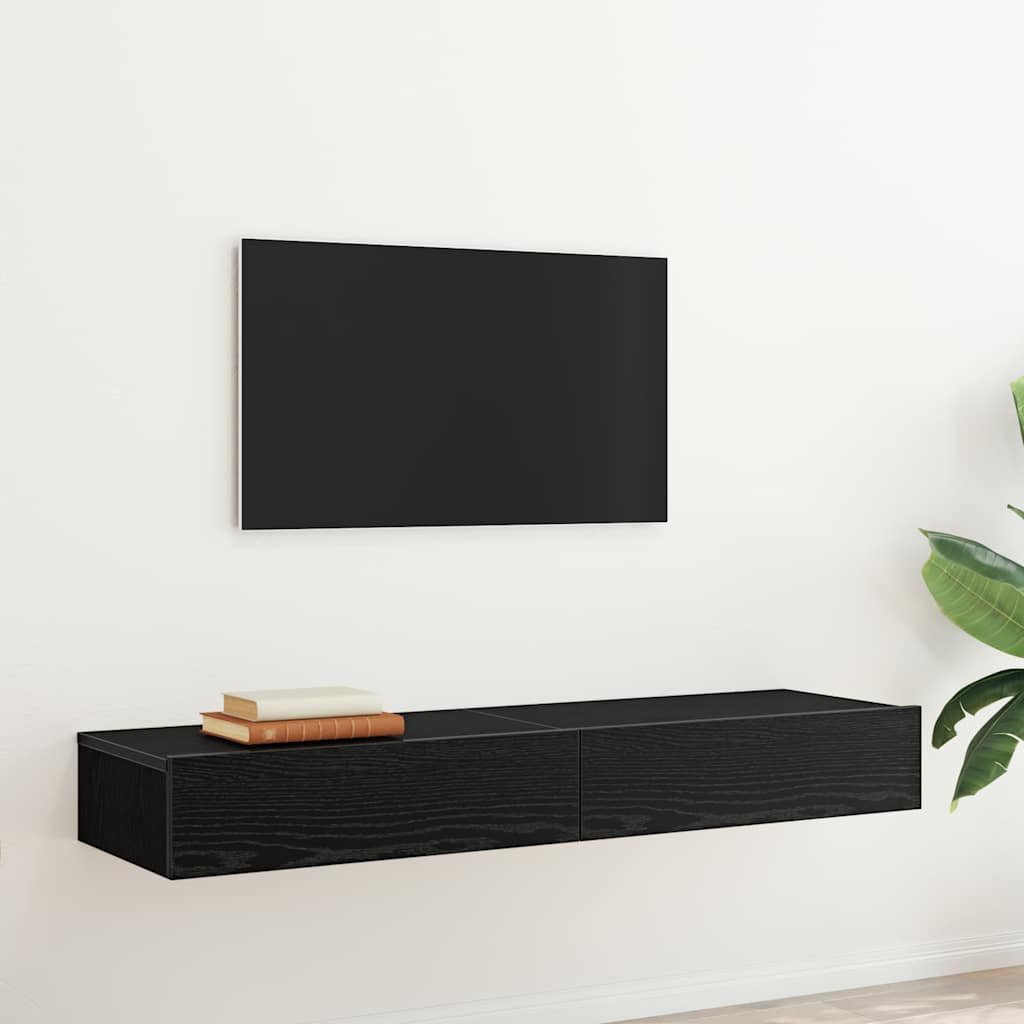 TV ormarići s LED svjetlima 2 kom. crni hrast 60x35x15,5 cm