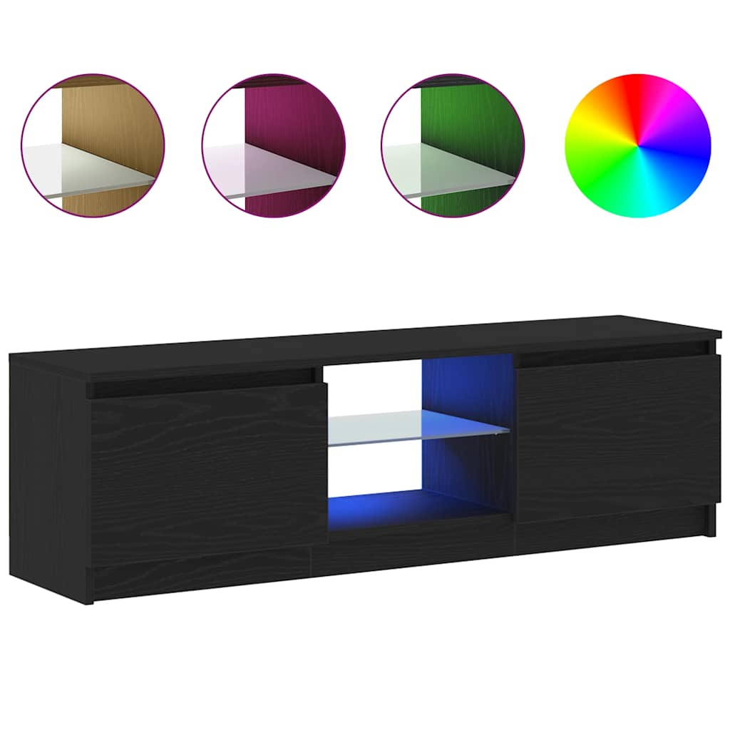 TV ormarić s LED svjetlima crni hrast 120x30x36 cm inženjerski drvo
