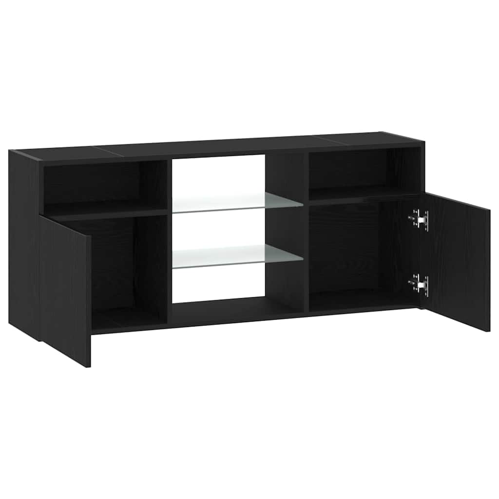 TV ormarić s LED svjetlima crni hrast 120x30x50 cm inženjerski drvo