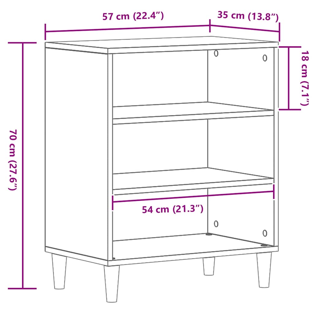 Kreveta Crni hrast 57 x 35 x 70 cm Konstruirano drvo