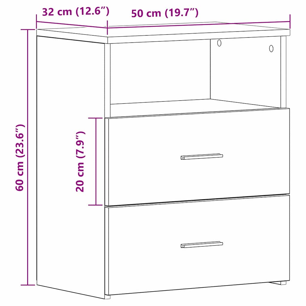 Noćni ormarić Crni hrast 50 x 32 x 60 cm Konstruirano drvo