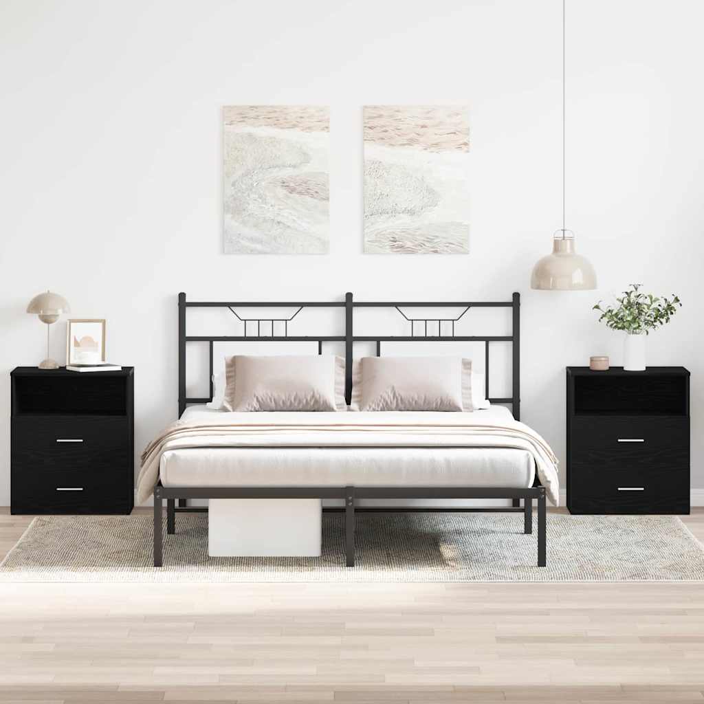 Noćni ormarić s ladicama 2 pcs Crni hrast 50 x 32 x 60 cm