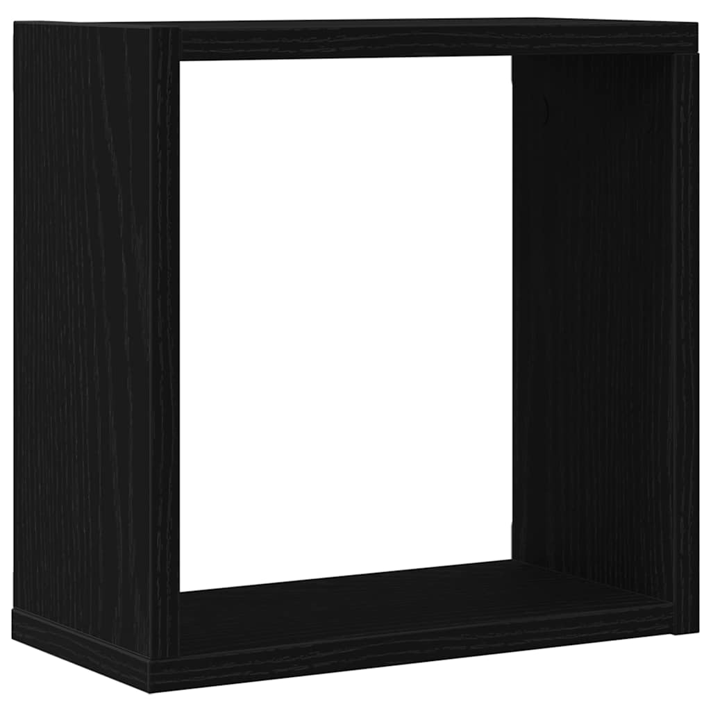 Zidne kockaste police 4 kom crni hrast 30x15x30 cm inženjersko drvo