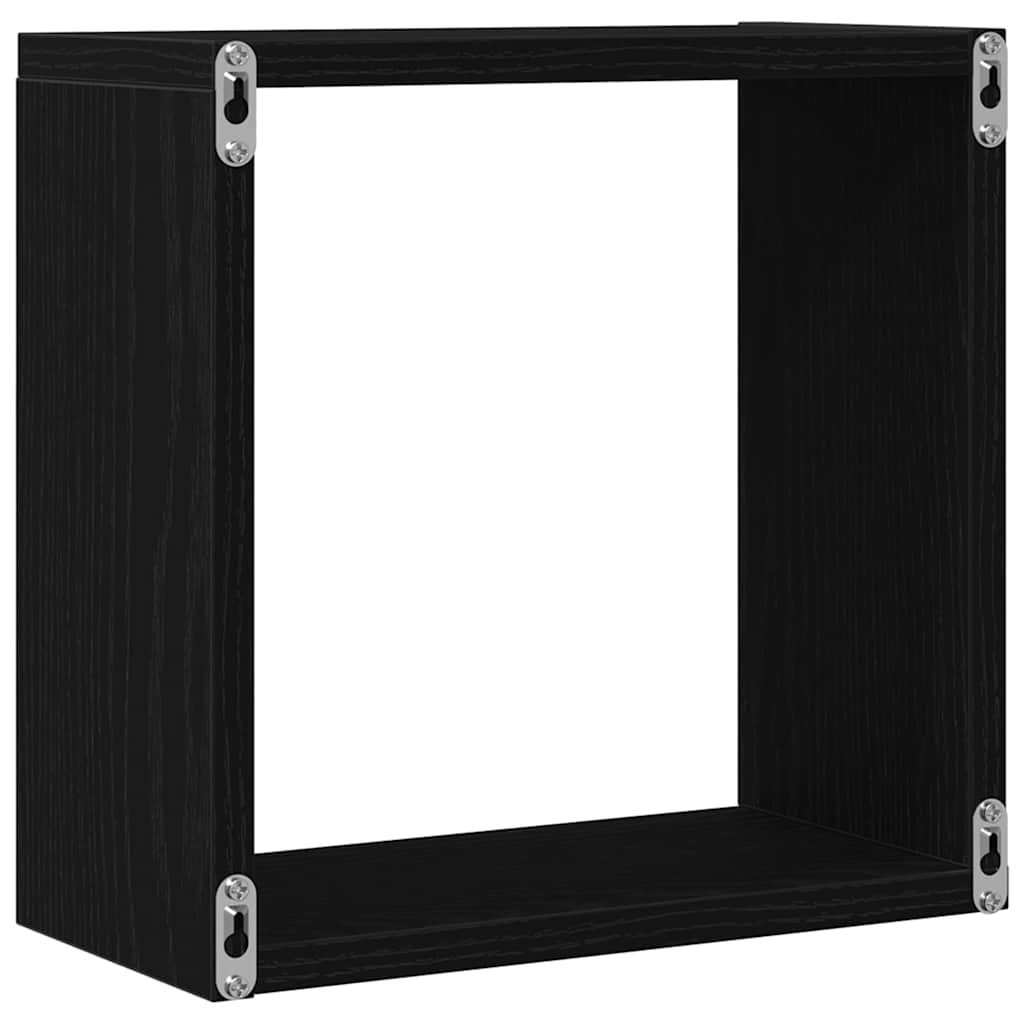 Zidne kockaste police 4 kom crni hrast 30x15x30 cm inženjersko drvo