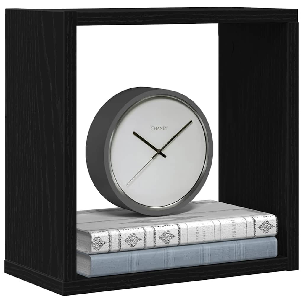 Zidne kockaste police 6 kom crni hrast 30x15x30 cm inženjersko drvo