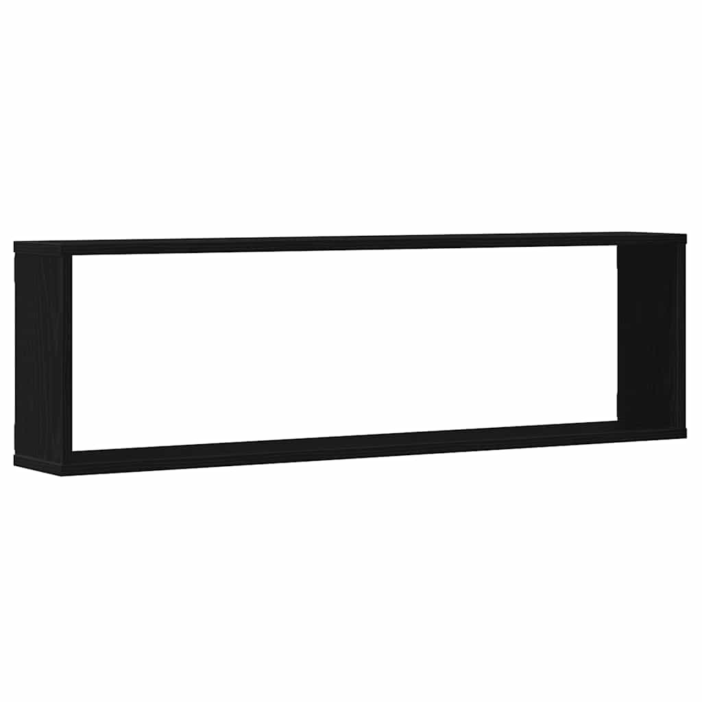 Zidne kockaste police 2 kom crni hrast 100x15x30 cm