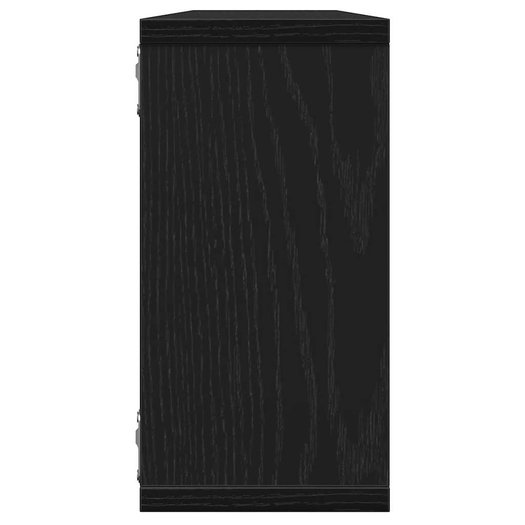 Zidne kockaste police 2 kom crni hrast 100x15x30 cm