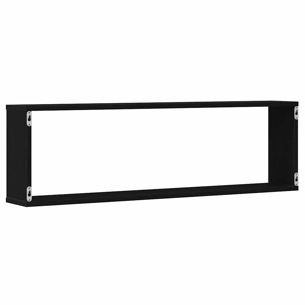 Zidne kockaste police 2 kom crni hrast 100x15x30 cm