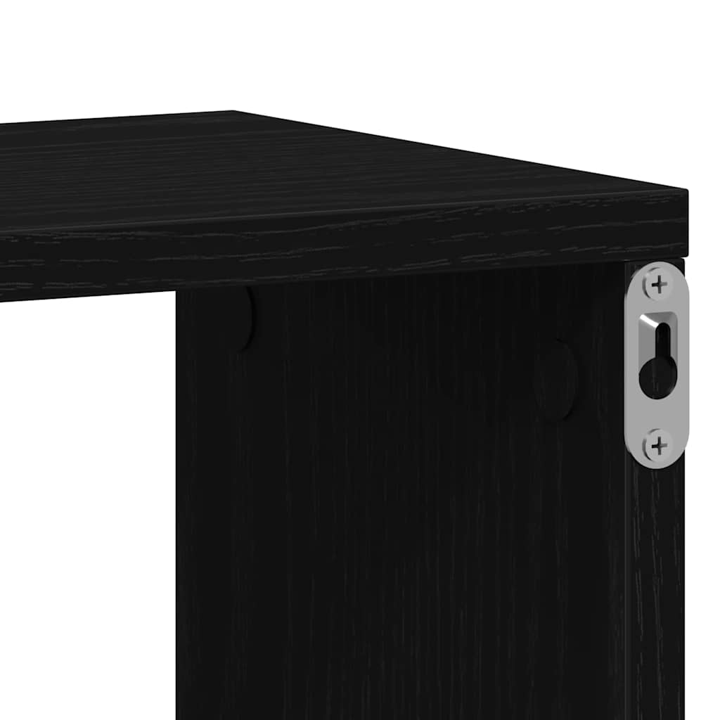 Zidne kockaste police 2 kom crni hrast 100x15x30 cm