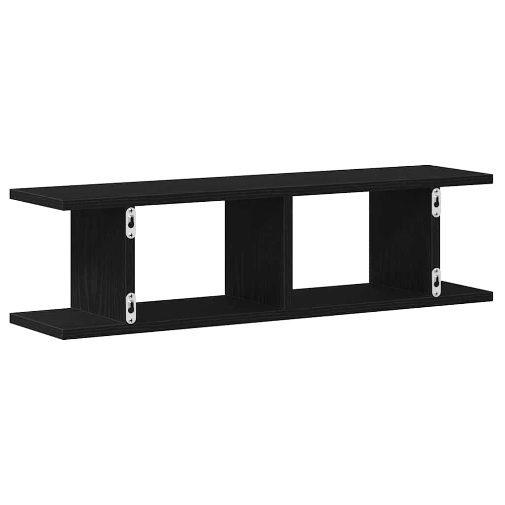 Zidne police 2 kom crni hrast 75x18x20 cm konstruirano drvo