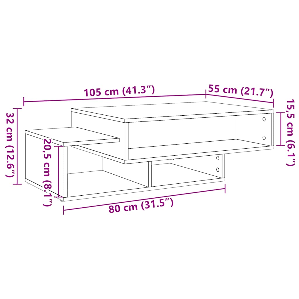Klub stolić crni hrast 105x55x32 cm inženjerski drvo